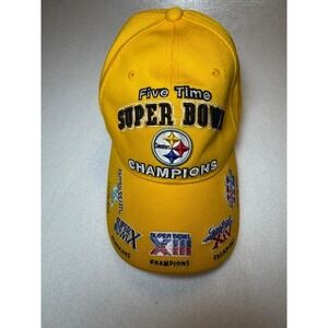 Gold Pittsburgh Steelers Five 5 Time Super‎ Bowl Champions Reebok NFL Cap Hat